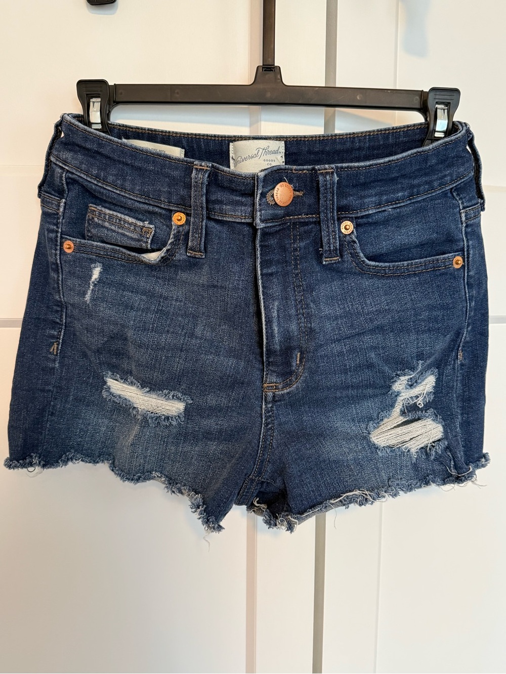 Universal Thread Dark Blue Distressed Denim Shorts